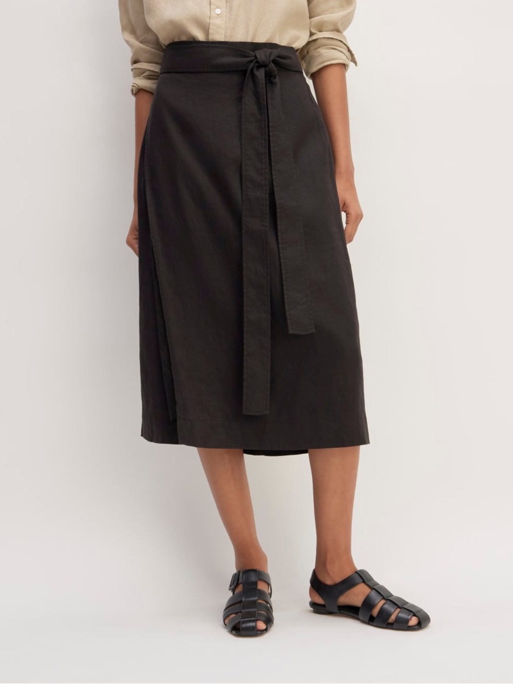 Everlane The Linen Wrap Skirt, Size 6